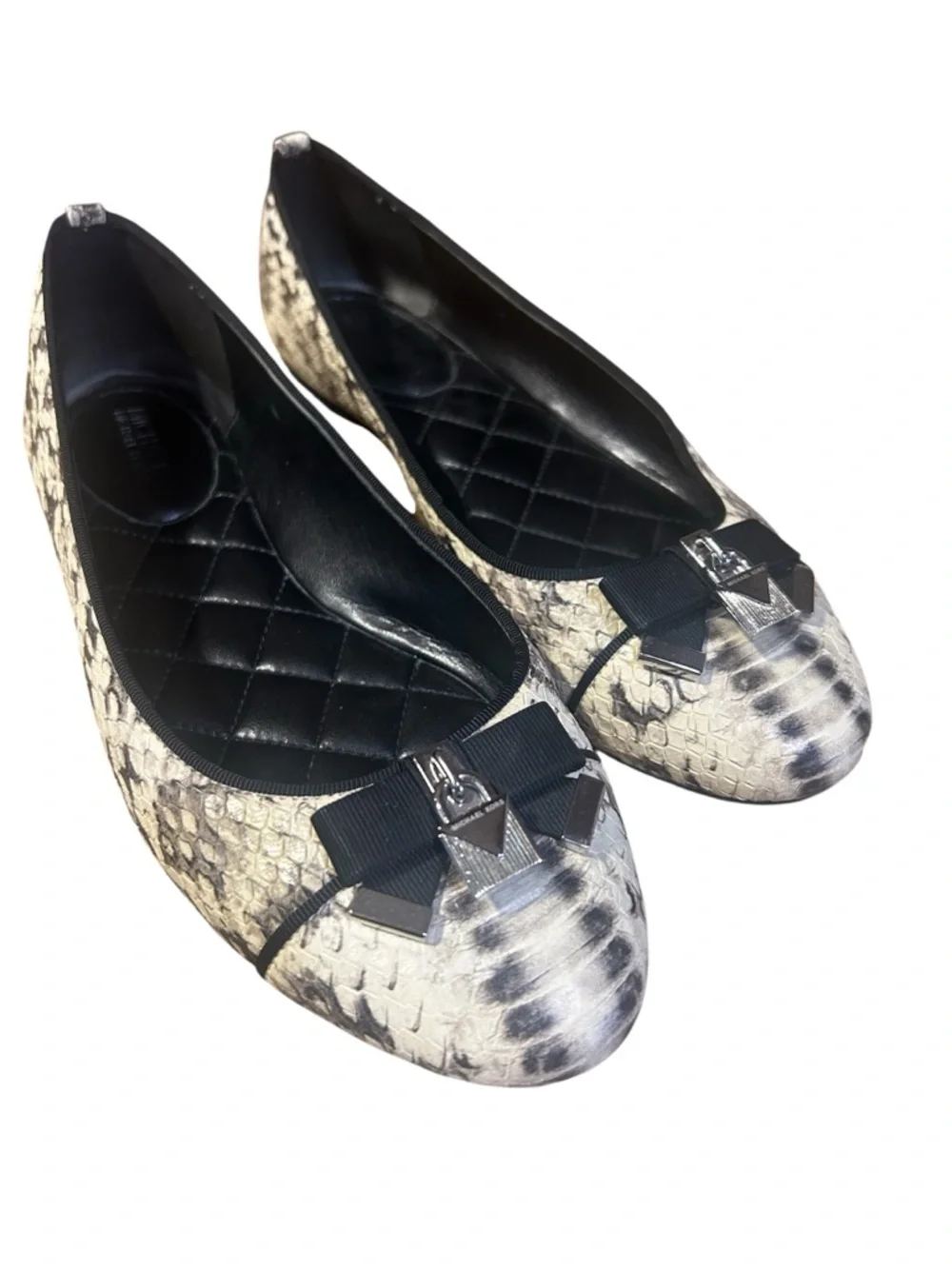 Michael Michael Kors Python-Texture Black & Cream Ballet flats
